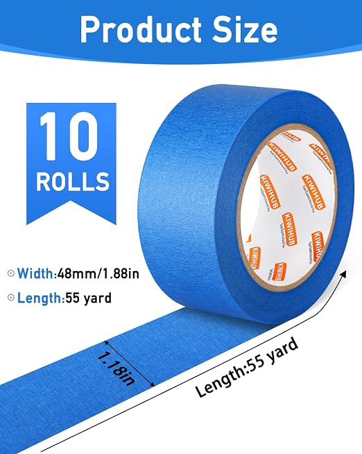 KIWIHUB 10 Rolls Painters Tape 2 inch Wide, Wall Painting, Home Improvement - Image 8