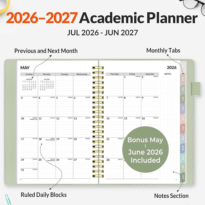 SUNEE 2026-2027 Weekly & Monthly Planner 6.4"x8.5" - Image 2