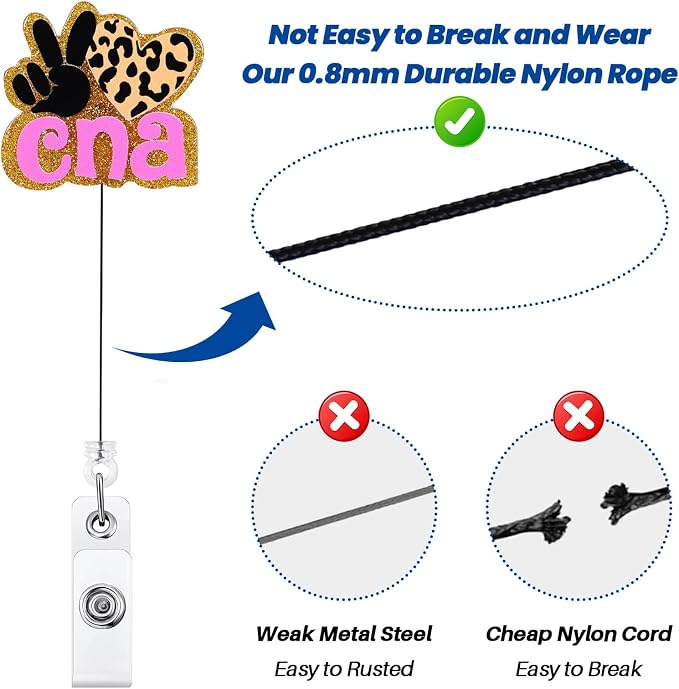 Cute CNA Badge Reel, Leopard Heart Retractable ID Card Badge Holder - Image 5