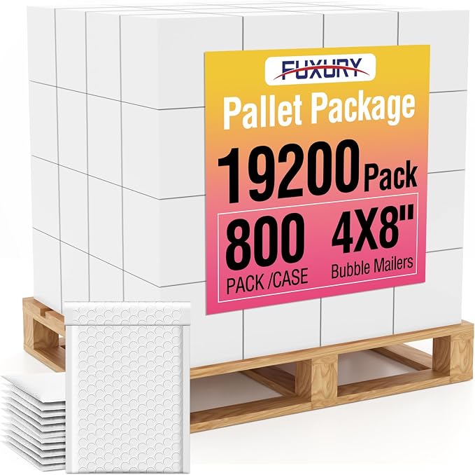 Fuxury Bubble Mailers 4x8" White Padded Envelopes 19200 Pack Bulk Strong by Fuxury