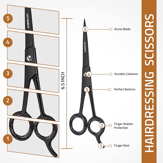 Utopia Care Hair Cutting and Hairdressing Scissors 6.5 Inch, Premium Stainless - Image 2