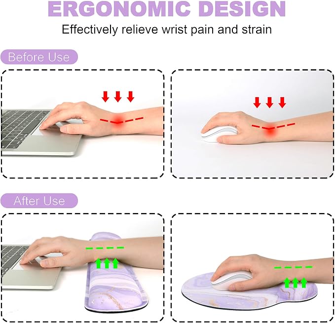 Ergonomic Mouse Pad with Wrist Rest and Keyboard Wrist Rest, Memory Foam Wrist - Image 2
