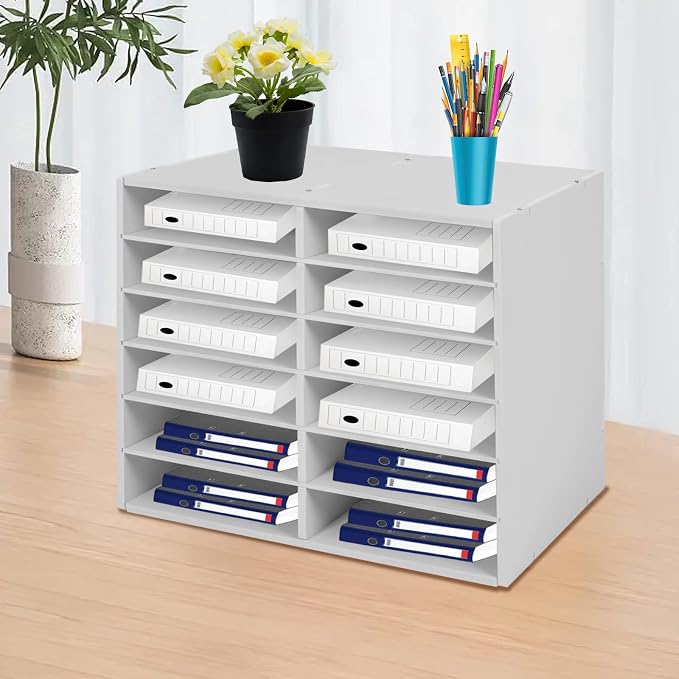 Literature Organizer Sorter for Desk, 12 Slots Adjustable File Sorter Mail - Image 4