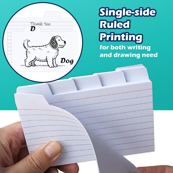 100 Pack Tabbed Index Cards 3x5 Lined Index Card Dividers - Image 3