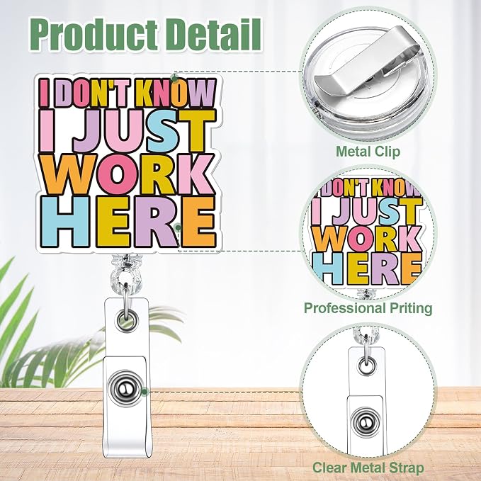 Feifeiya 24 Pcs Funny Badge Reel Nurse Cute Retractable Name ID Clip Badge - Image 3