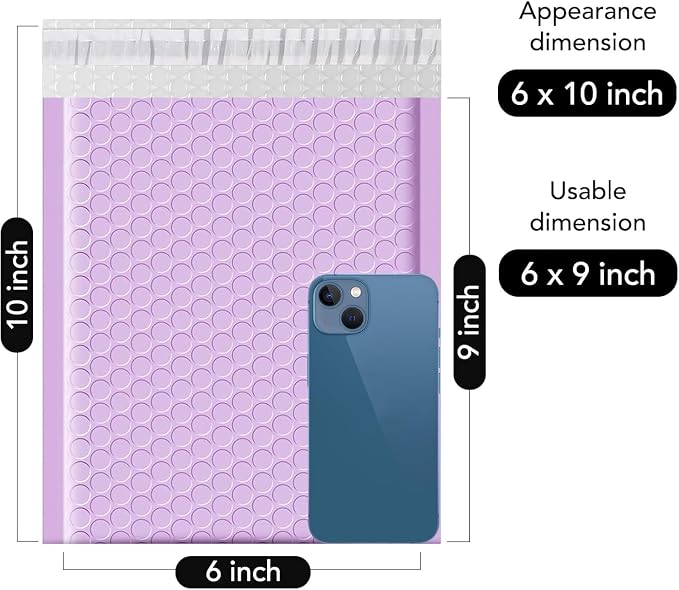 Fuxury Bubble Mailers 6x10" 100 Pack Small Bubble Shipping Envelopes Usable - Image 2