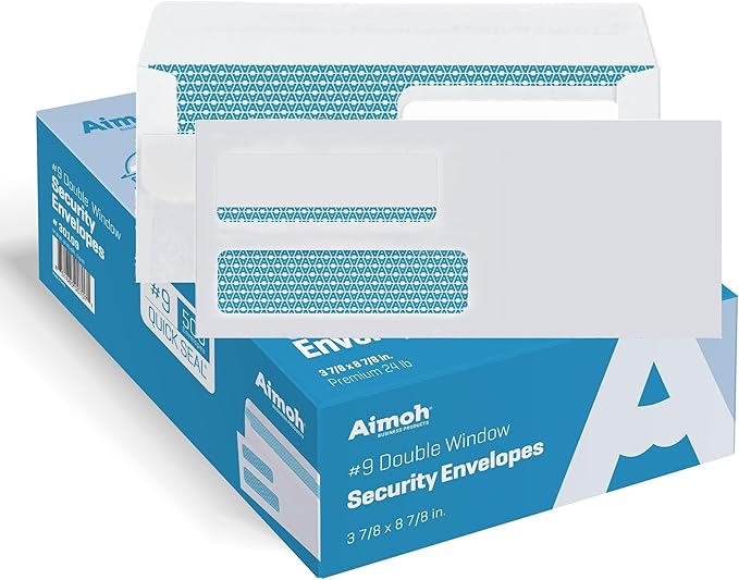 Aimoh #9 FLIP & SEAL Double Window Security Envelopes by Aimoh