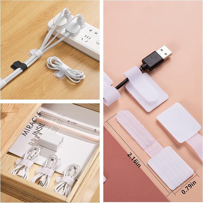 ELII 327PCS White Cable Management Kit 4 Cable Cable Sleeves 65 Cable Clips | - Image 4