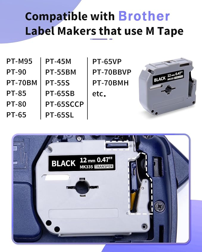 Anycolor M-K335 Label Tape White on Black Replacement - Image 2