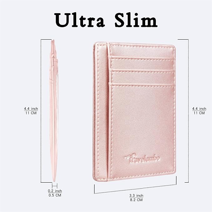 Travelambo Front Pocket Minimalist Leather Slim Wallet RFID Blocking Medium Size - Image 6