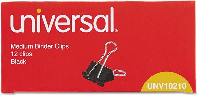 Universal 10210 Medium Binder Clips, 5/8" Capacity, 1 4" Wide by Universal