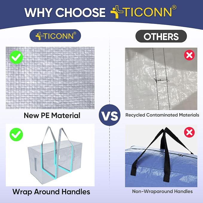 TICONN 8 Pack Extra Large Moving Bags Heavy Duty - Image 4