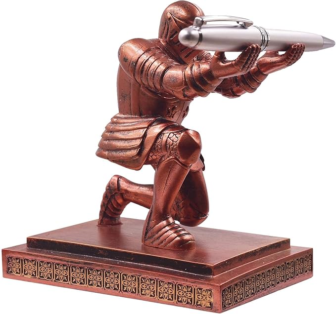 Executive Knight Pen Holder with a Pen Personalized Desk Accessories Decor Home Office Cool Pen Stand Red-DeskLoop Office