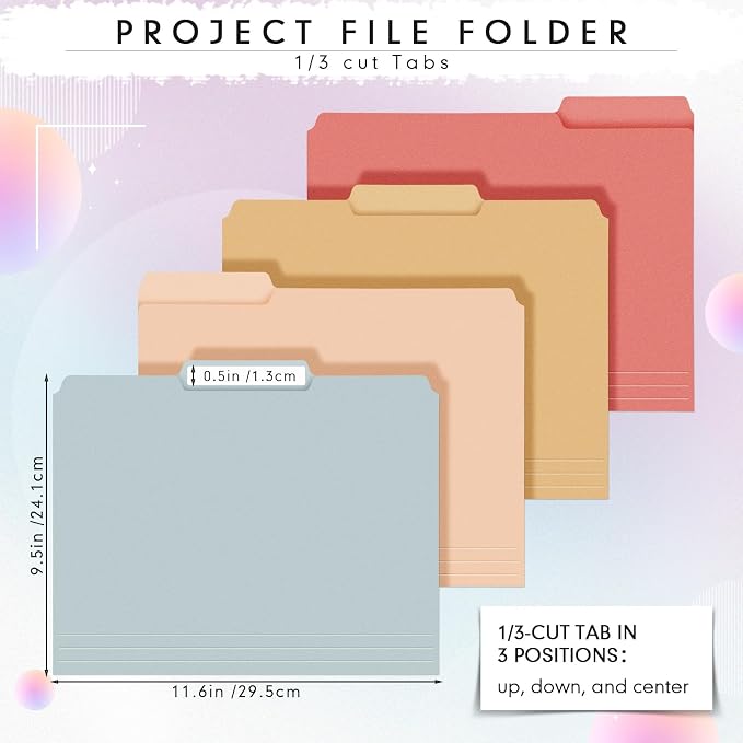 48 Pcs File Folders 9.5x11.6 Inch Manilla Folders Letter Size - Image 2