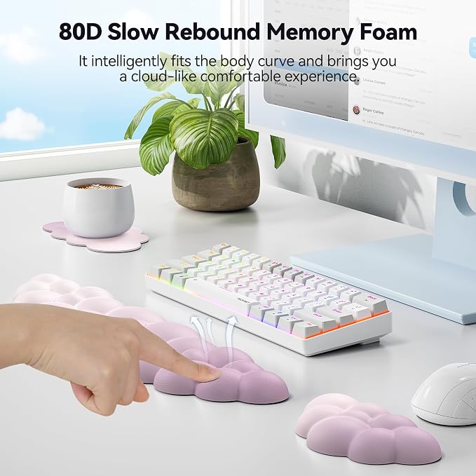 TECKNET Cloud Keyboard Wrist Rest Set, Cloud Wrist Rest - Image 4