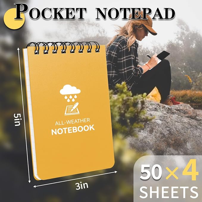 COIDEA Waterproof Notebook, 4 Pack Top-Spiral Pocket Notepad, All Weather - Image 3