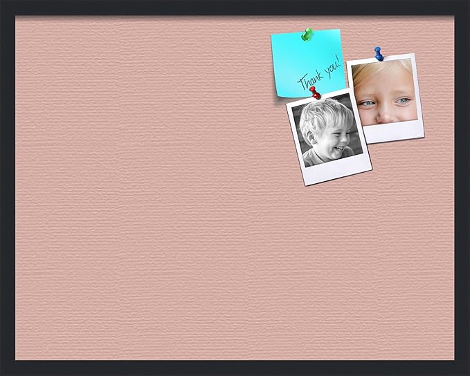 PinPix 28x22 Inch Cork Bulletin Board. This Decorative Framed Pin Board Comes with Pink Pastel Design and a Satin Black Frame. Ideal for Home Office Decor or Message Board (PinPix-1813)-DeskLoop Office