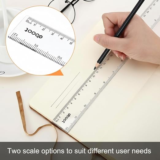 EBOOT 2 Pack Plastic Ruler Straight Ruler Plastic Measuring Tool - Image 4