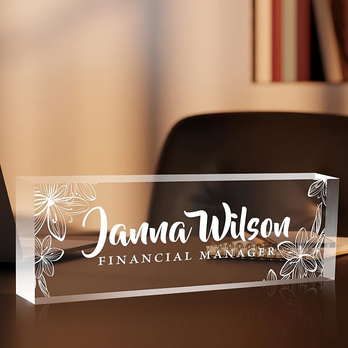 Personalized Desk Name Plate, Custom Acrylic Glass Name Plates - Image 6