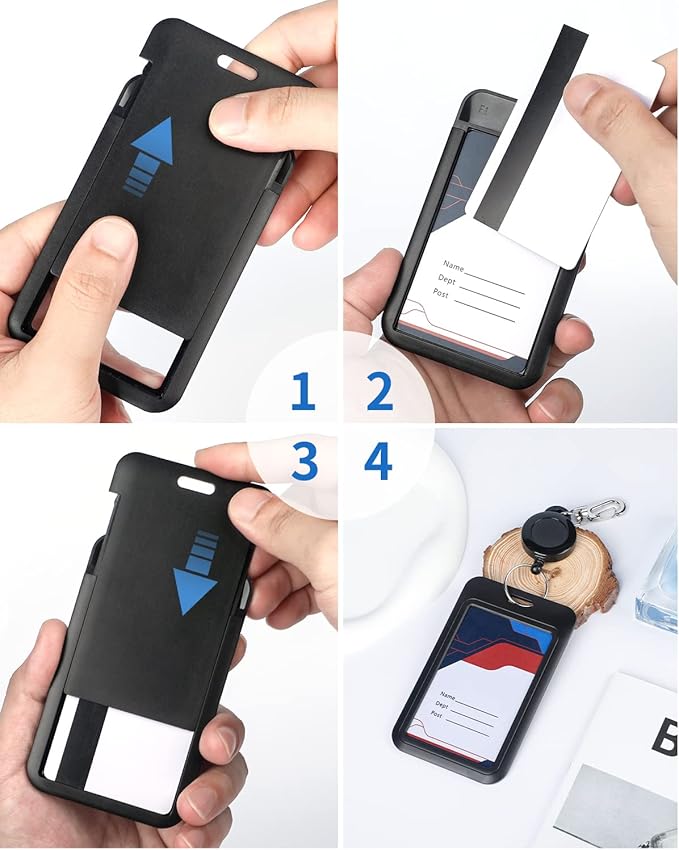 Uniclife 6 Pack Sliding ID Badge Holder Vertical Hard Plastic Case - Image 6