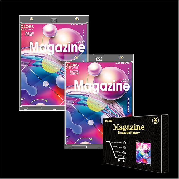 2-Pack Magazine Book Magnetic Holder | UV Protection, Wall Mountable, One Touch by Unknown