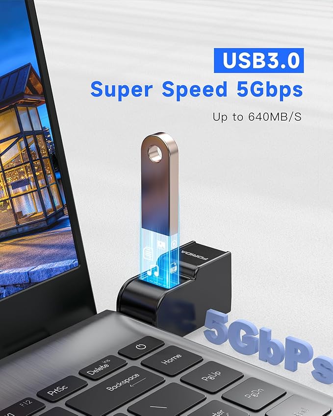 FORIDA 3 Ports USB 3.0 Adapter, USB Hub with 1 USB 3.0 and 2 USB 2.0 Ports, Portable USB Port Splitter for Keyboard, Mobile Hard Disk, U Disk, Camera, Mouse, etc (Black)-DeskLoop Office