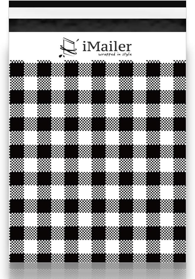 100 Count - 14.5 x 19 inch,Poly Mailer Black Gingham Plaid Package Envelope, Mailing Shipping Bags with Self Seal Strip-DeskLoop Office