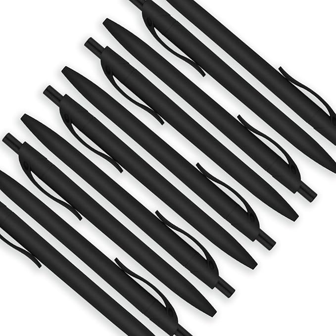 Deegtran 200 Pack Retractable Black Barrel Click Pens, Medium Point, Smooth Ink, 1.0MM