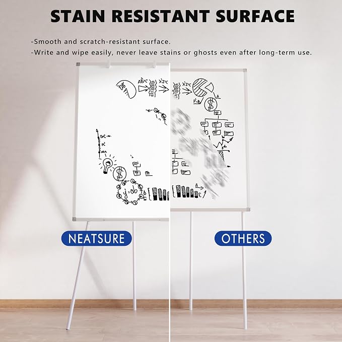 Large Whiteboard Easel with Stand, Tripod Height Adjustable Flip Chart Easel - Image 4
