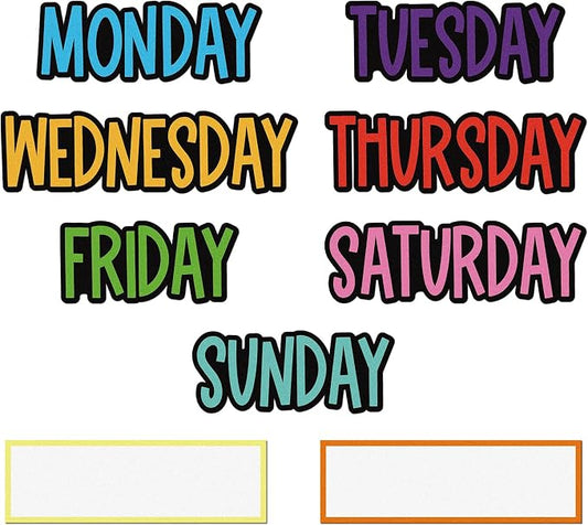 Ireer 9 Pcs Days of the Week Magnets Colorful Magnetic Week Labels by Ireer