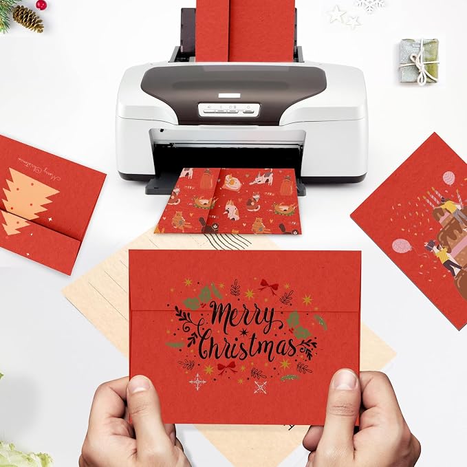 Red 5x7 Envelopes 100 Pack, Goefun A7 Self Seal Printable Invitation Envelopes - Image 5