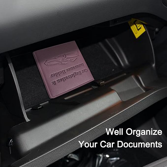 Car Registration and Insurance Holder, Premium PU Leather Vehicle Glove Box Car - Image 7
