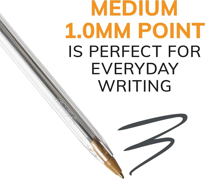 BIC Cristal Xtra Smooth Black Ballpoint Pens, Medium Point, 12-Count Pack - Image 3