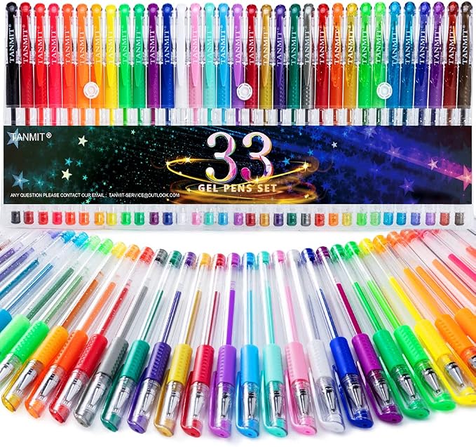 TANMIT Gel Pens, 33 Color Gel Pen Fine Point Colored Pen Set by Createsomethingwonderfultoday