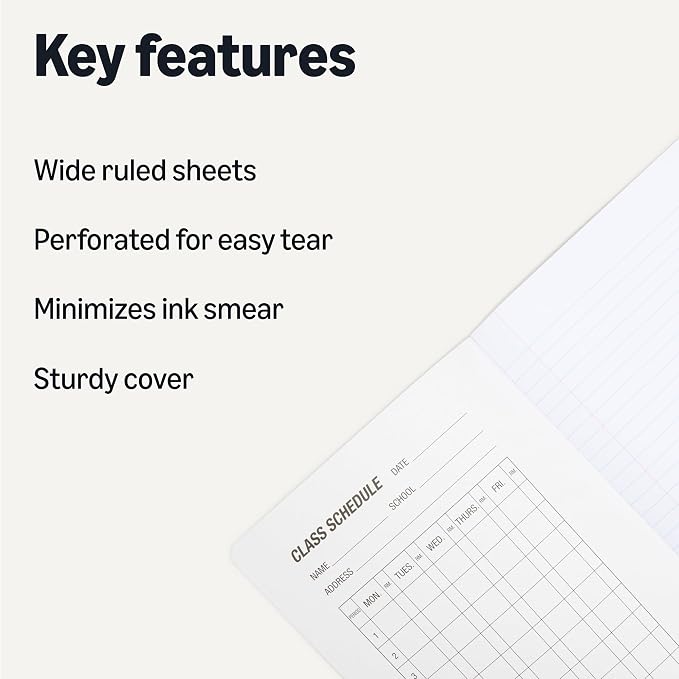 Amazon Basics Composition Notebook, Wide Ruled, 100 Sheets, 9.75" x 7.5" - Image 2