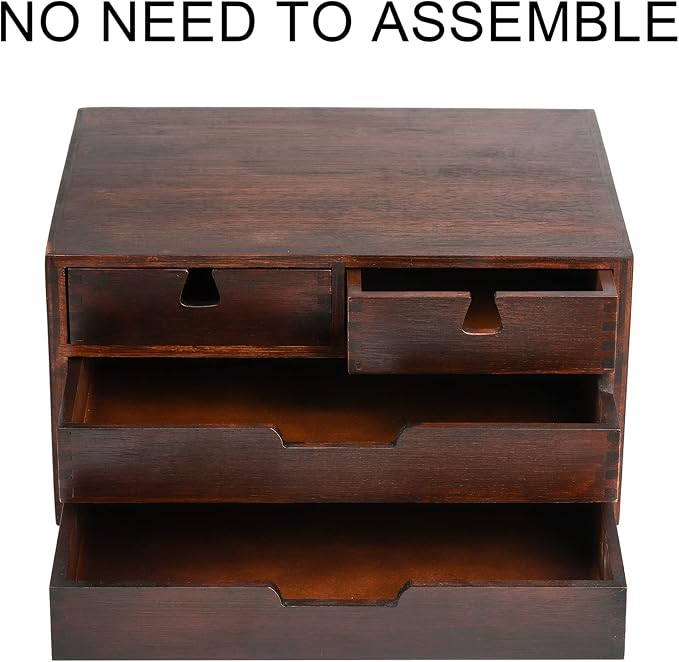 DEAYOU Bamboo Desk Organizer, 100% Natural Bamboo Desktop Drawer Organizer - Image 6