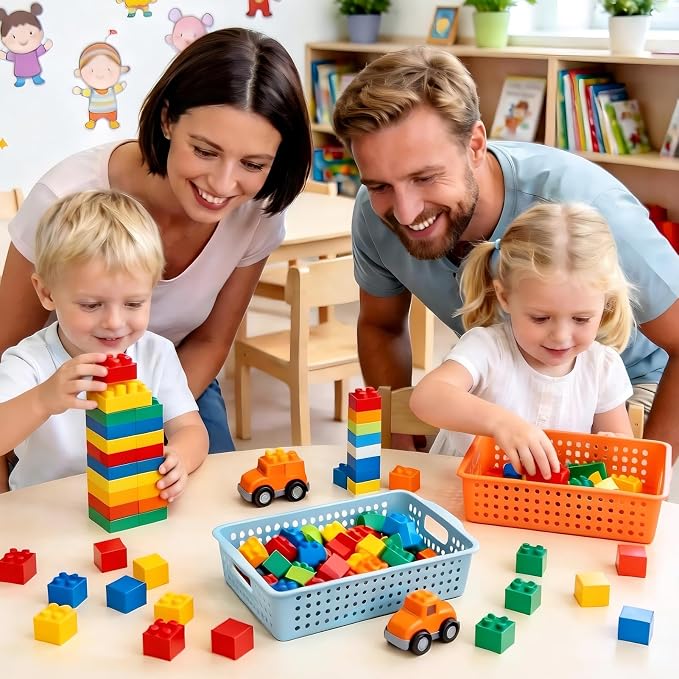 6 Pieces Plastic Turn in Bins for Classroom, Colorful Classroom Baskets - Image 7