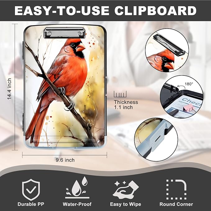 Clipboard with Storage, Storage Clipboard with Pen Holder, Heavy Duty Plastic - Image 2