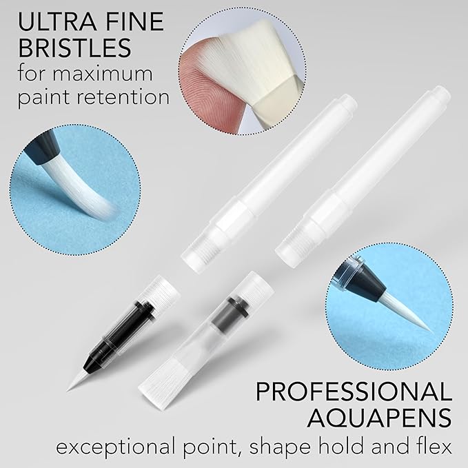 CHROMATEK 108 Watercolor Pens Set | Including 15 Page Pad & Online Video Tutorial Series | 5 Aquapens & 100 Unique Colors | Real Brush Pens | Easily Blendable, Vivid and Smooth-DeskLoop Office