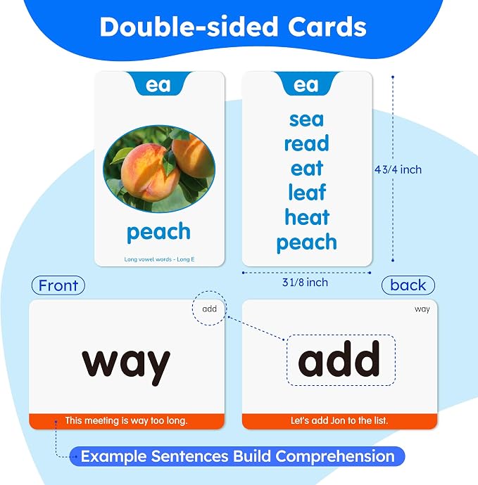 BenBen Sight Words & Phonics Flash Cards, 500 Sight Words & 800+ Words - Image 4