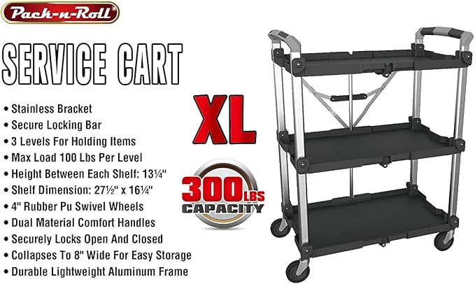 Olympia Tools 85-189 Pack N Roll Collapsible Service Cart, 300LB Capacity - Image 7