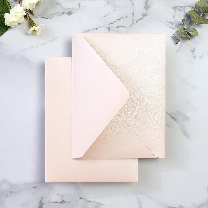 PONATIA 50 Pack A1 Envelopes, 3.62 x 5.2'' Blush Pink Envelopes Perfect - Image 6