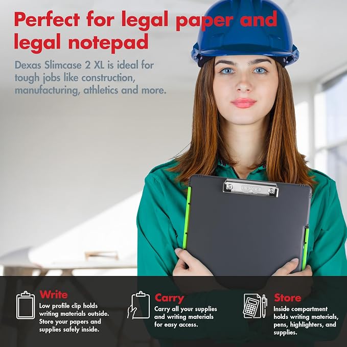 Dexas Legal Size XL Slimcase 2 Storage Clipboard, 15.5" x 10.5" - Image 4
