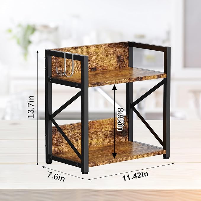 Spice-Rack-Organizer-Shelf for Kitchen Counter, 2 Tiers Coffee Bar Station - Image 7