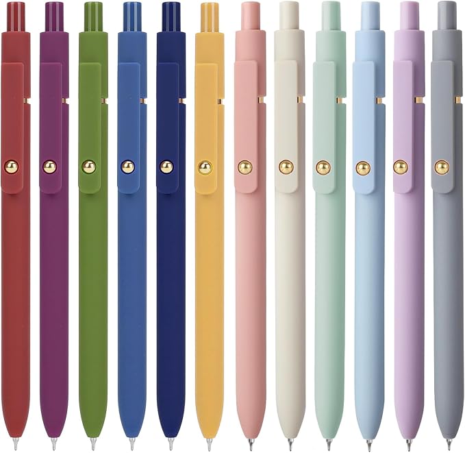 FIOVER 12Pcs Gel Pens, 0.7mm Medium Point Smooth Writing Pen, Cute Aesthetic by FIOVER