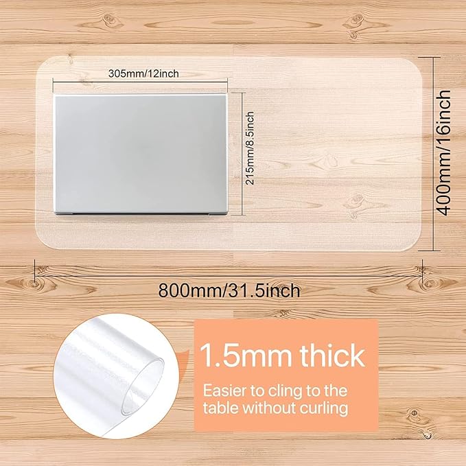 NATRKE Clear Desk Mat Pad, 27.6"x15.7" Large Transparent Computer Desk Mat - Image 6