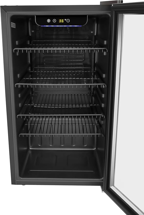 KoolMore 18 in. 3.2 Cu. Ft. Beverage Refrigerator Merchandiser with Stainless Steel Trim and Touch Panel For Soda, Beer or Wine Perfect for Use in a Commercial or Home Setting, ETL Listed (KM-BR32SS)-DeskLoop Office