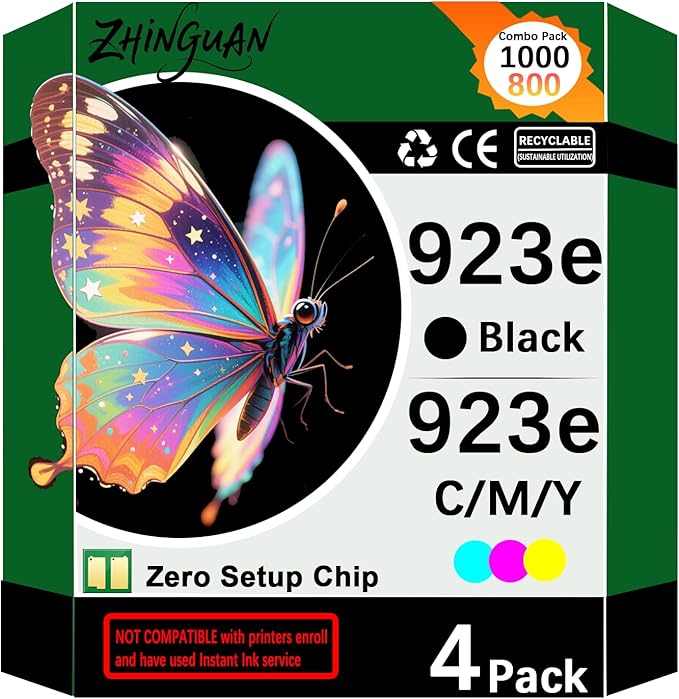 923e 923XL Ink Cartridges Combo Pack Ink Cartridge with Chip Replacement for 923e Ink Cartridges Work for OfficeJet Pro 8138e 8130e 8135e 8139e OfficeJet 8122e 8120 8123 Printers（4 Pack）-DeskLoop Office