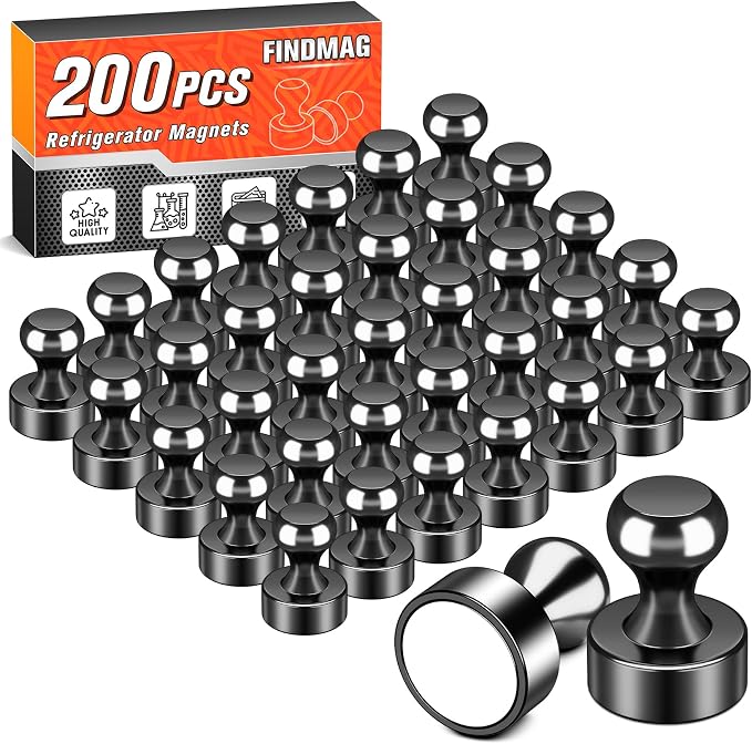 FINDMAG Magnets for Fridge, Strong Whiteboard Magnet, Ultimate Bulk Push Pins by FINDMAG