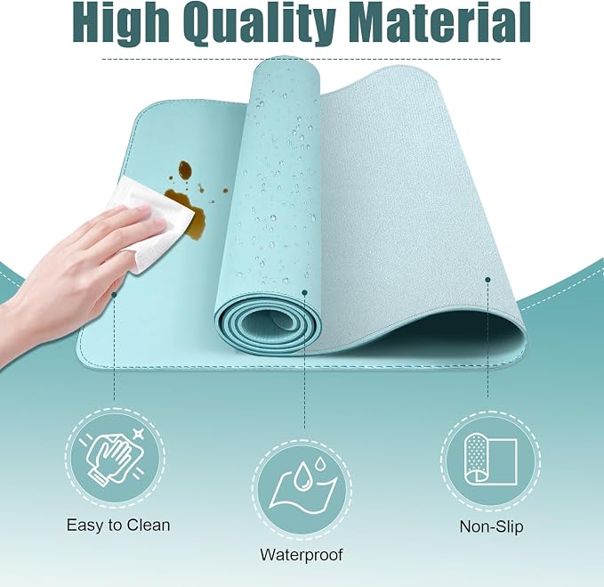 Large Desk Pad 47.2" x 17", Leather Desk Mat Protector, Non-Slip PU Leather - Image 3